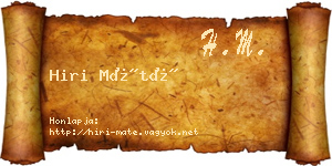 Hiri Máté névjegykártya